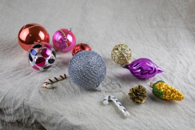 Vintage arka planda Noel süslemeleri, set 2