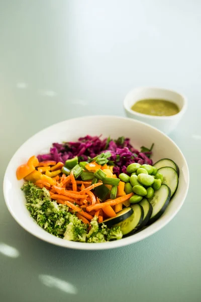 Asian Buddha Bowl Peanut Sauce — Stock Photo, Image