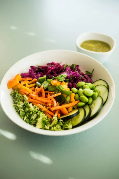 Asian Buddha Bowl Peanut Sauce — Stock Photo, Image