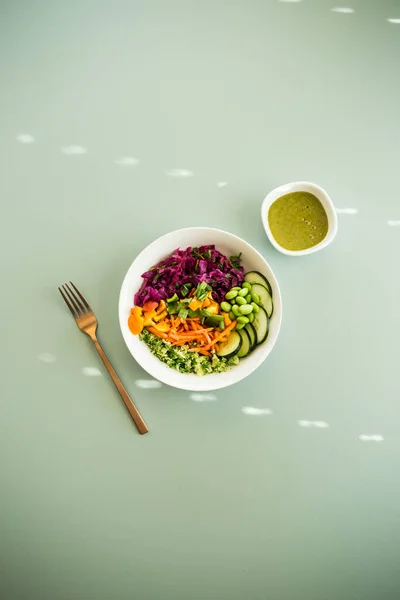 Asian Buddha Bowl Peanut Sauce — Stock Photo, Image