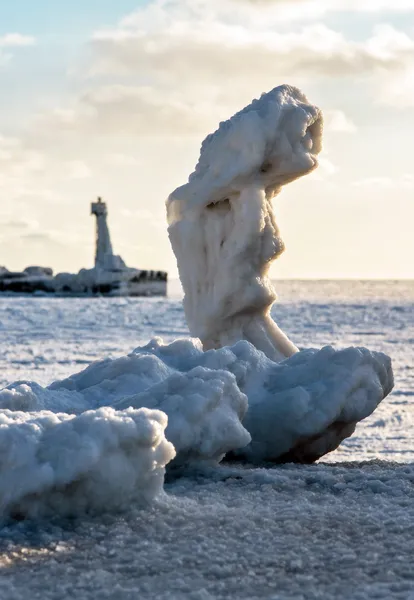 Winter vuurtoren. — Stockfoto