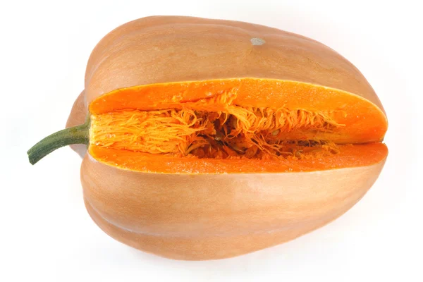 Pumpkin with a slice cut out. horizontal — Stock Photo, Image