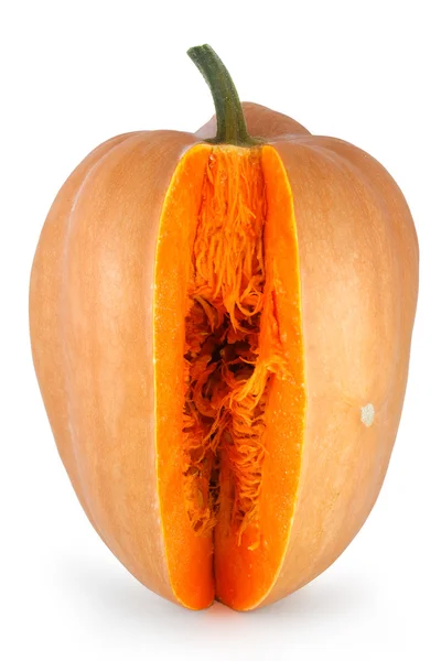 Pumpkin with a slice cut out. horizontal — Stock Photo, Image