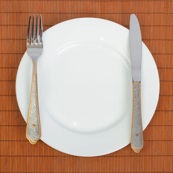 Place Setting with Plate, Knife & Fork — Stock Photo, Image