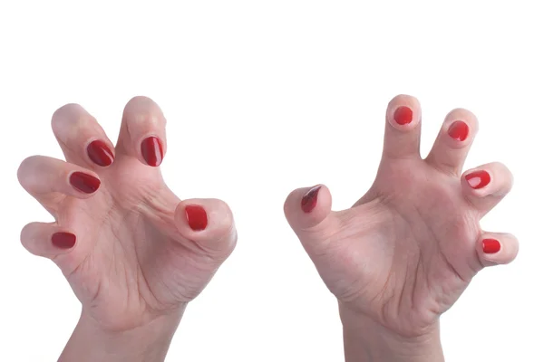 Mãos agressivas com unhas longas — Fotografia de Stock