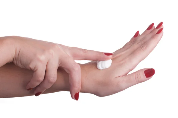 Masaje de manos con crema — Foto de Stock
