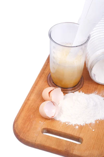 Hand blender whisk eggs — Stock Photo, Image