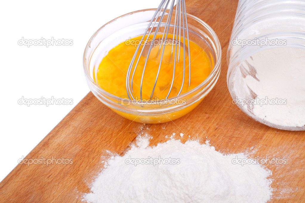 flour and beaten eggs