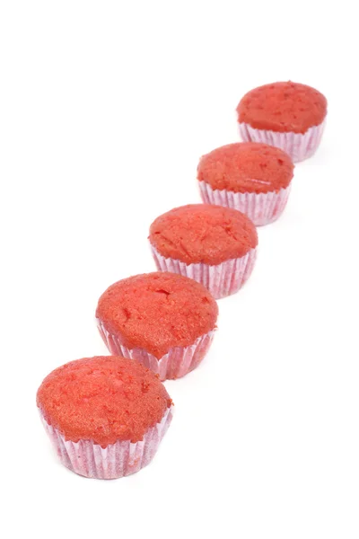 Diagonal row muffins isolated on white background — Stock Photo, Image