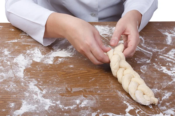 Ζυμώνοντας τη ζύμη για ψωμί brioches — Φωτογραφία Αρχείου