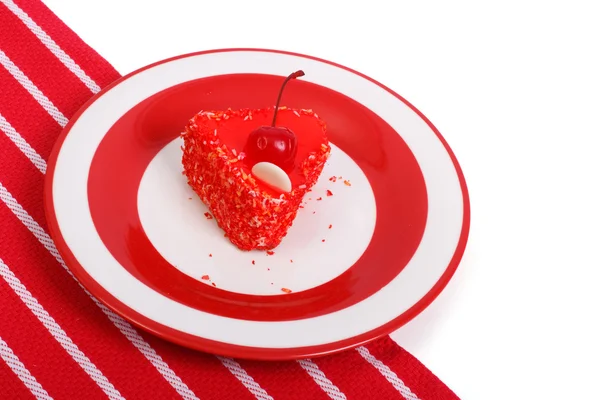分離されたチェリーを美しく、おいしい赤デザート ケーキ — ストック写真