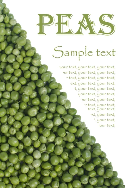 Fresh green peas isolated on a white background. text — Stock Photo, Image