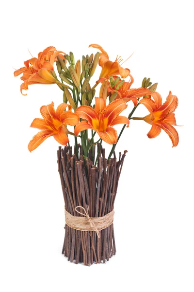 Bouquet de lis d'orange dans un vase — Photo