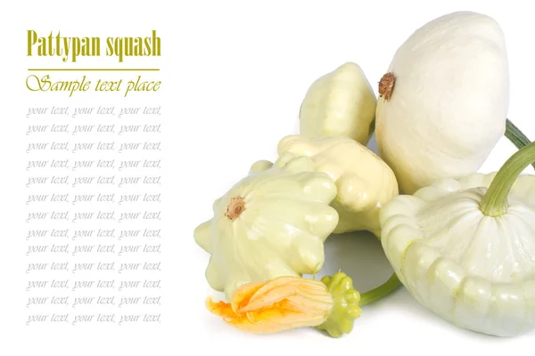 Ripe pattypan squash vegetables isolated on white background — Stock Photo, Image