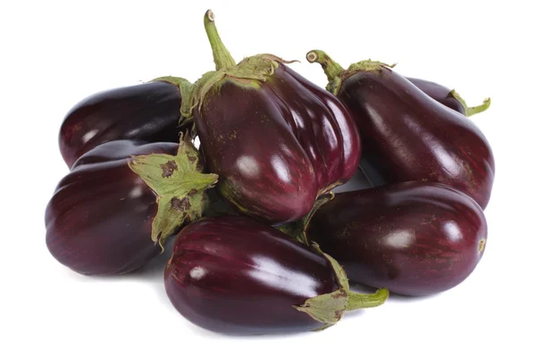 Heap ripe eggplant isolated on white background — Stock Photo, Image