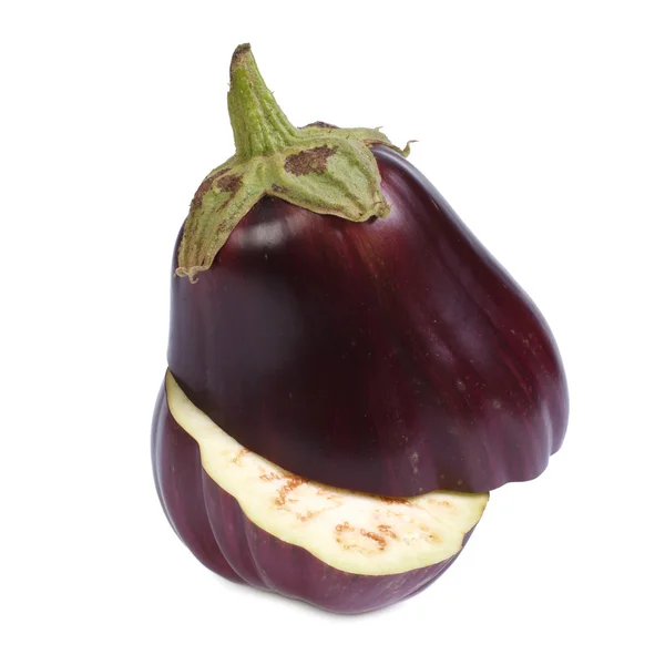 Eggplant cut in half isolated on white background — Stock Photo, Image