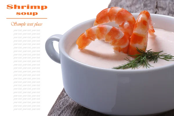 Shrimp in a creamy sauce isolated on a white. close-up — Stock Photo, Image