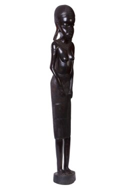 izole abanoz ağacından oyulmuş bir Afrikalı kadın