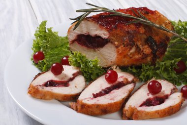 Kızılcık soslu tavuk göğsü dolması