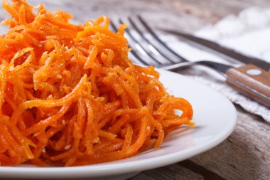 rendelenmiş havuç ile Kore baharatlar. Makro