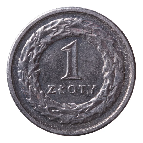 One zloty coin isolated on white — Stock Photo, Image