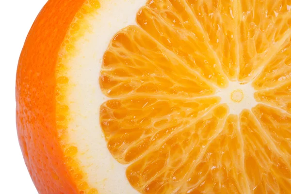 Sliced orange closeup isolated on white background. — Stock Photo, Image