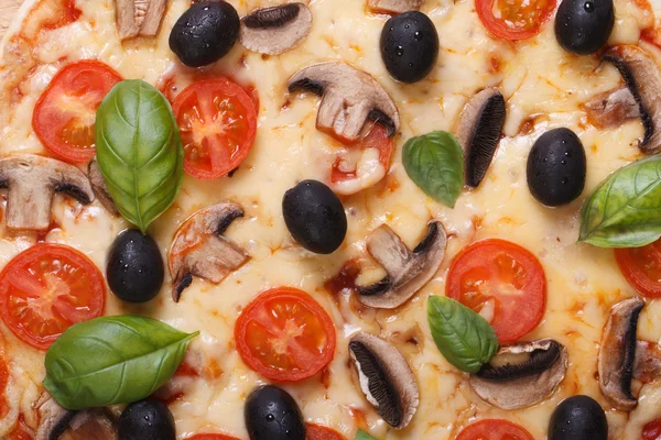 Vegetarian pizza macro texture. horizontal — Stock Photo, Image