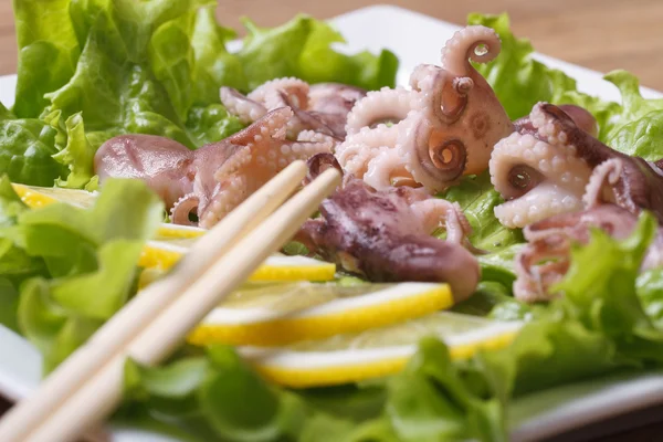 Chobotnice s citronem a hůlky horizontální — Stock fotografie
