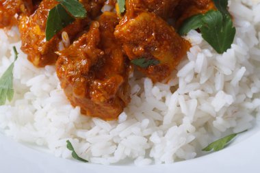 pirinç ve Salantro makro ile Köri soslu tavuk