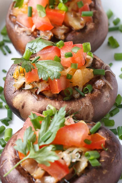 Cucina vegetariana: funghi ripieni macro . — Foto Stock