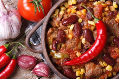 Hot chili con carne pot makro en iyi görünümü 