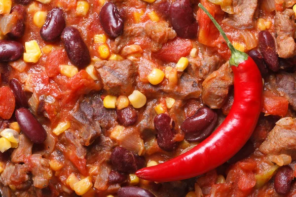 Mexican food chili con carne macro. horizontal — Stock Photo, Image