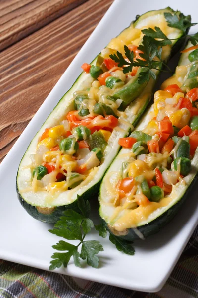 Zucchini stuffed with vegetables and cheese closeup — Stock Photo, Image