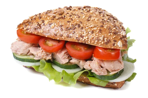 Sandwich with tuna and vegetables isolated on a white — Stock Photo, Image
