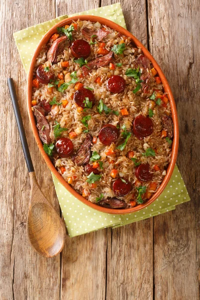 Arroz Pato Pato Estilo Português Arroz Com Cebola Cenoura Chouriço — Fotografia de Stock