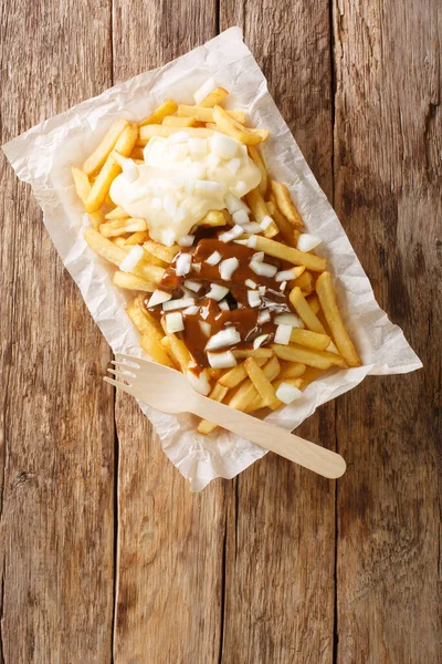 Patatje Oorlog Forno Assado Batatas Fritas Com Molho Amendoim Maionese — Fotografia de Stock