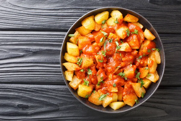 Patatas Bravas Ricetta Patate Fritte Con Salsa Bravas Vicino Nel — Foto Stock