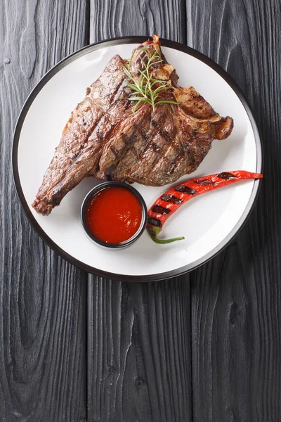 Grilled Bone Porterhouse Zijn Steak Van Rundvlees Gesneden Uit Korte — Stockfoto