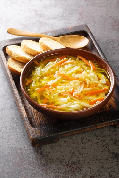 Sopa Juliana Традиционный Овощной Суп Португалии Крупным Планом Тарелке Столе — стоковое фото