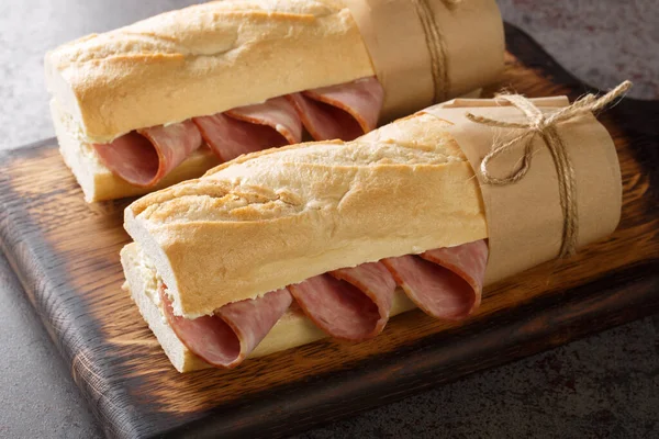 Jambon Beurre Simple Classic Parisian Sandwich Made Salted French Butter — Stock fotografie