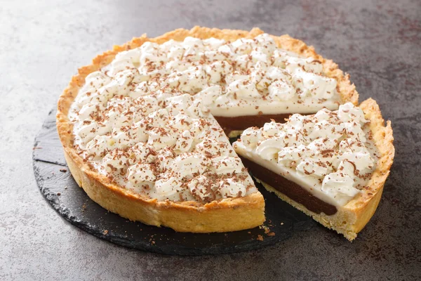 Chocolate Haupia Pie Creamy Coconut Custard Pie Flaky Pie Crust — Stock Photo, Image