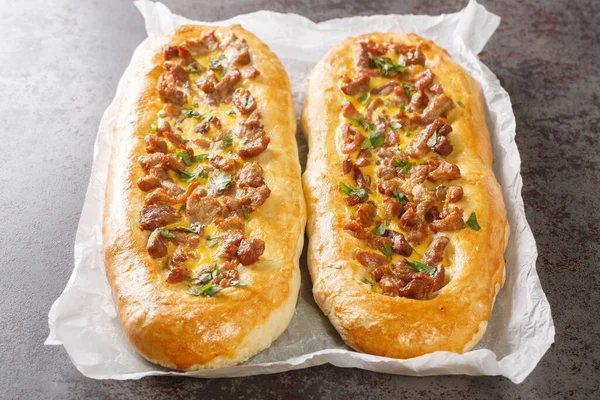Pastrmalija Macedonian Bread Pie Made Dough Meat Usually Oval Shaped — Stockfoto