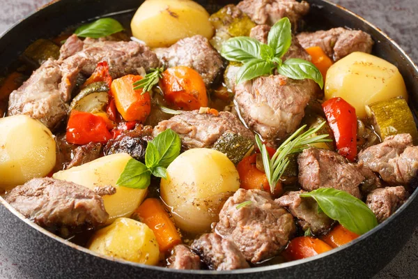 Peka Saborosa Carne Legumes Nos Balcãs Tradicionais Sérvio Prato Bósnio — Fotografia de Stock