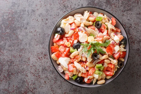 Spanish Empedrat White Beans Salad Cod Tomatoes Bell Peppers Onions — Stock fotografie