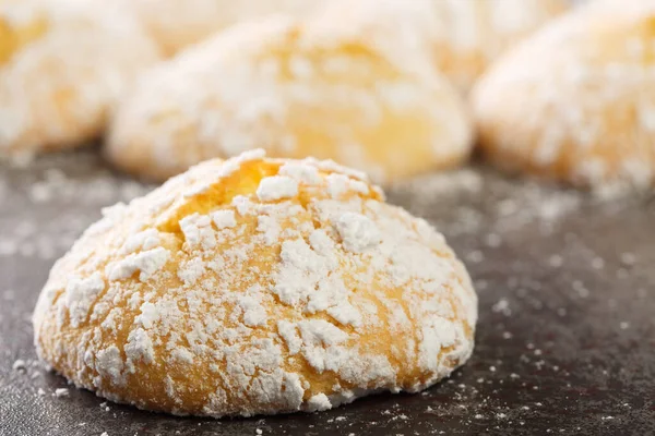 Biscotti Limone Crepati Fatti Casa Con Zucchero Velo Scorza Primo — Foto Stock