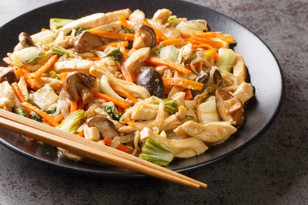 Chop Suey Быстрая Китайско Американская Жареная Картошка Курицей Смешанными Овощами — стоковое фото