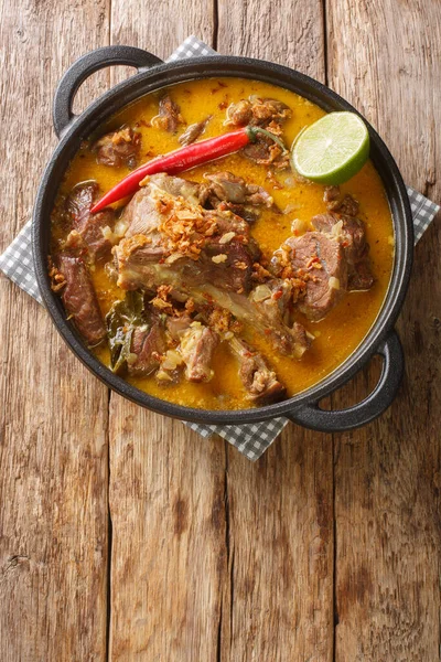 Curry Picante Cabra Con Leche Coco Especias Cerca Una Sartén —  Fotos de Stock