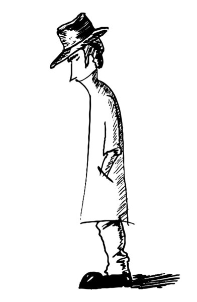 Карикатурист в плаще
