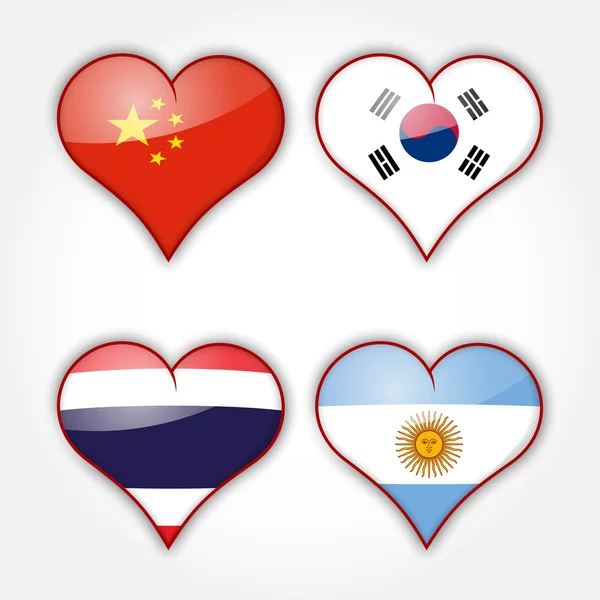 Flags in the hearts — Stock Vector