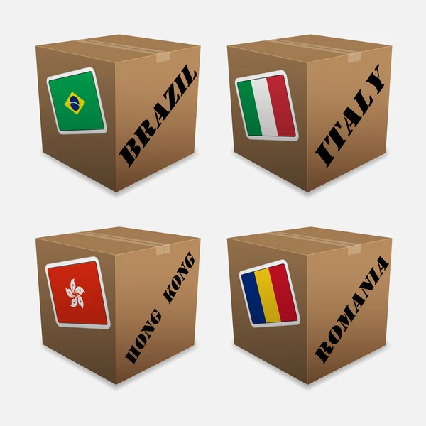 Vlaggen op de doos — Stockvector